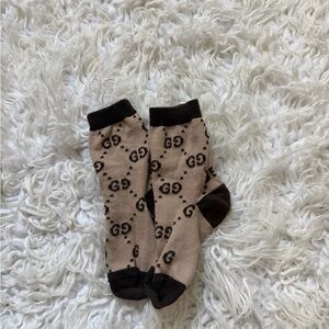 Gucci Tan and Black Logo Socks